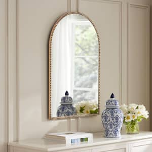 Medium Arched Gold Antiqued Classic Accent Mirror (35 in. H x 24 in. W)