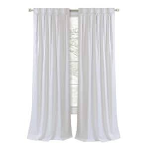 Grant White polyester solid pattern 34 in. W x 84 in. L Button Pleated Back Tab indoor Blackout Curtain (single panel)