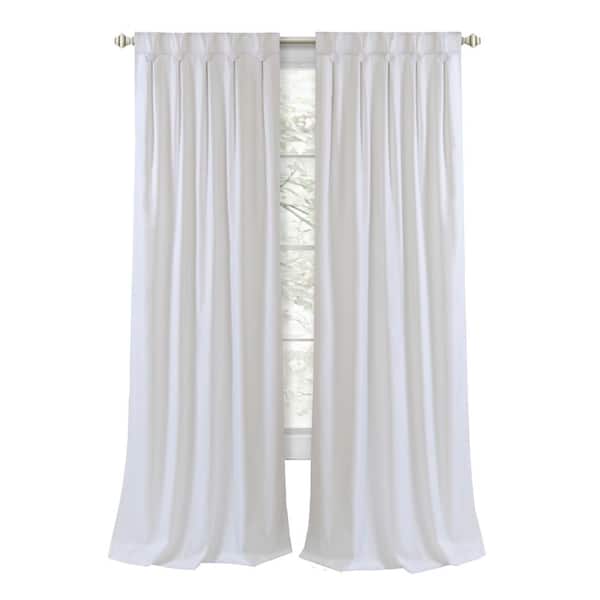 ACHIM Grant White polyester solid pattern 34 in. W x 84 in. L Button Pleated Back Tab indoor Blackout Curtain (single panel)