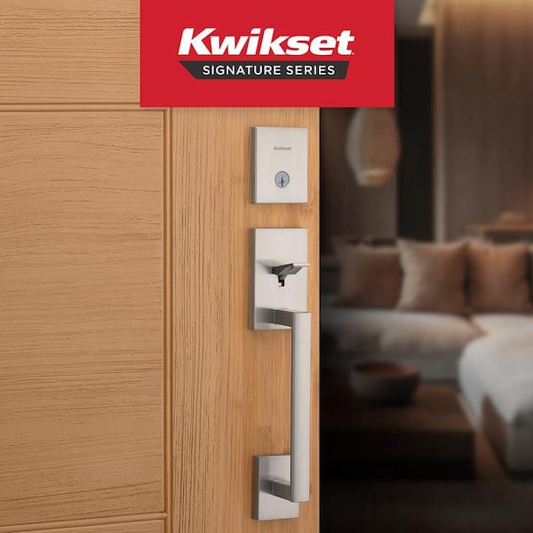 San Clemente Satin Nickel Keyed Entry Door Handleset with Mirada Handle Featuring SmartKey Security