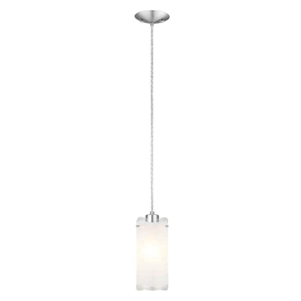 Eglo Felice 5 in. W x 47 in. H 1-Light Matte Nickel Pendant Light with Frosted Glass Shade