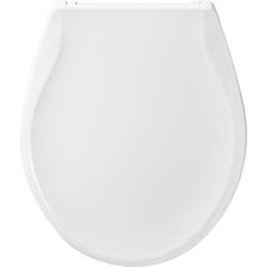 Push n'Clean Round Plastic Closed Front Toilet Seat in White Removes for Easy Cleaning and Never Loosens