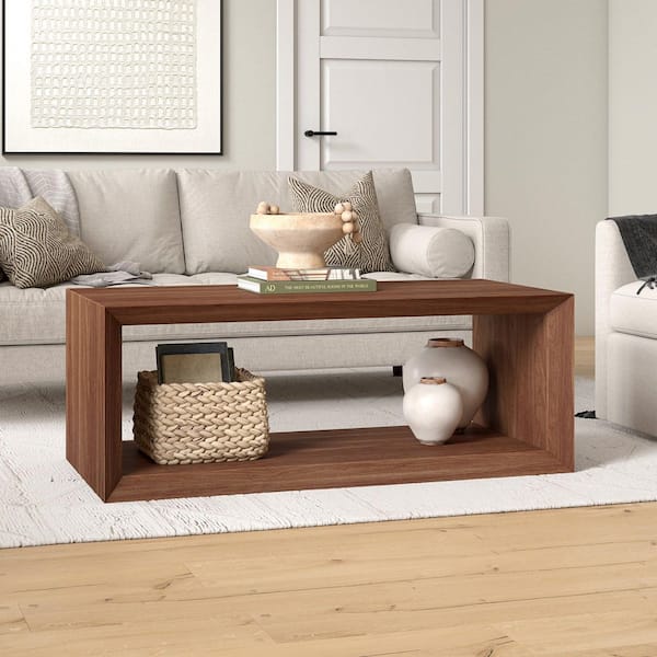 Meyer&Cross Osmond 48 in. Satin Walnut Rectangle MDF Top Coffee