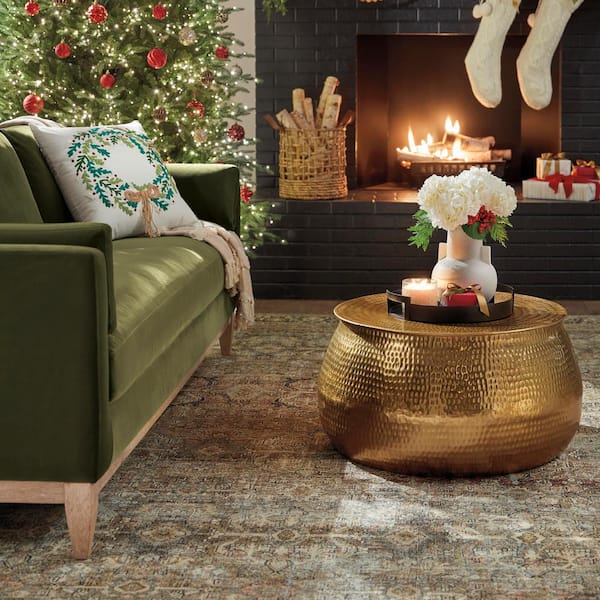 Loloi Layla Olive/Charcoal 9 ft. x 12 ft. Distressed Oriental