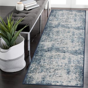 Abstract Indoor Blue in 2 ft. x 7 ft. Non-Shedding Stain Resistant Mat Area Rug