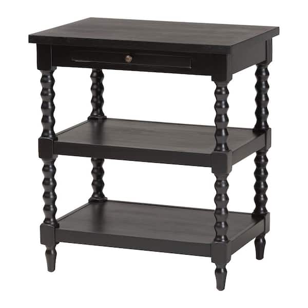 Imogene 26 in. Black Rectangle Wood End Table