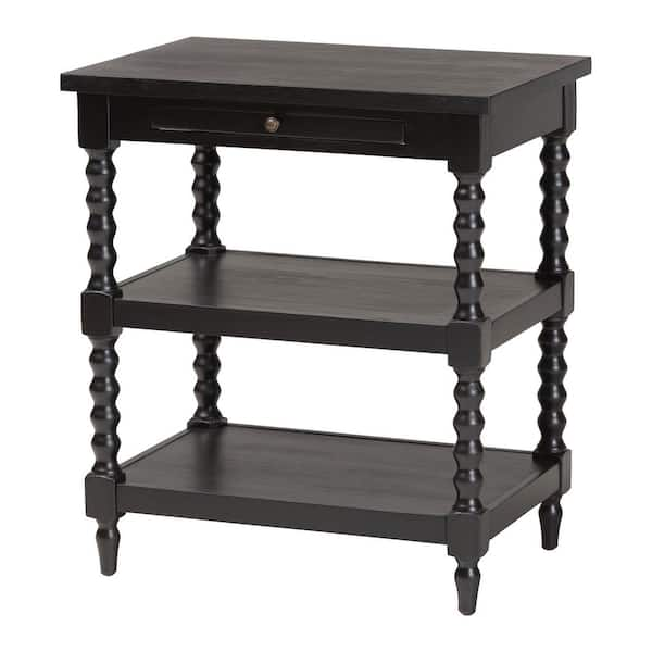 Baxton Studio Imogene 26 in. Black Rectangle Wood End Table