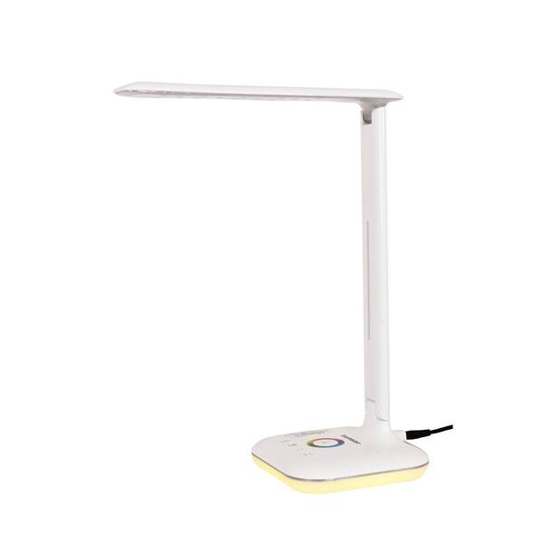Cresswell 13.58 in. White LED Desk Lamp with RGB Color Changing Base