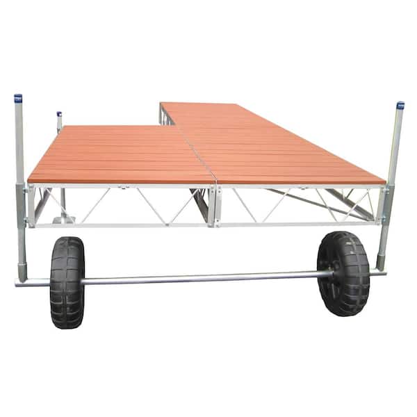 Patriot Docks 32 ft. Patio Roll-In Dock with Brown Aluminum Decking