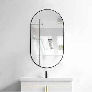 18 in. W x 36 in. H Oval Framed Wall Mount Bathroom Vanity Mirror Vertical and Horizontal Hang