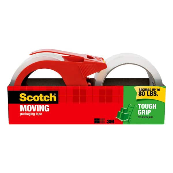 Scotch 1.88 in. x 163.8 ft. Tough Grip Moving Packaging Tape (Case of 3,2-Rolls with 1 dispenser)