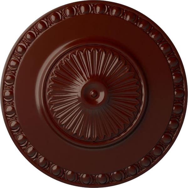 Ekena Millwork 23-1/2" x 3-1/4" Lyon Urethane Ceiling Medallion (Fits Canopies upto 3-5/8"), Brushed Mahogany