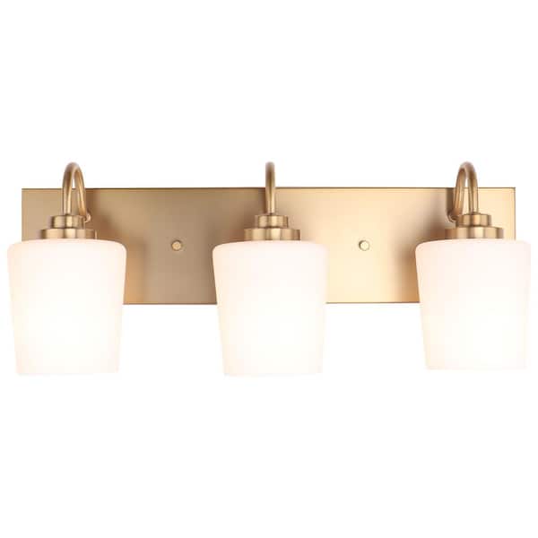 20 in. W Gold 3 Light Vanity Light for Bathroom, Wall Lighting Over Mirror, E26, No Bulbs Included