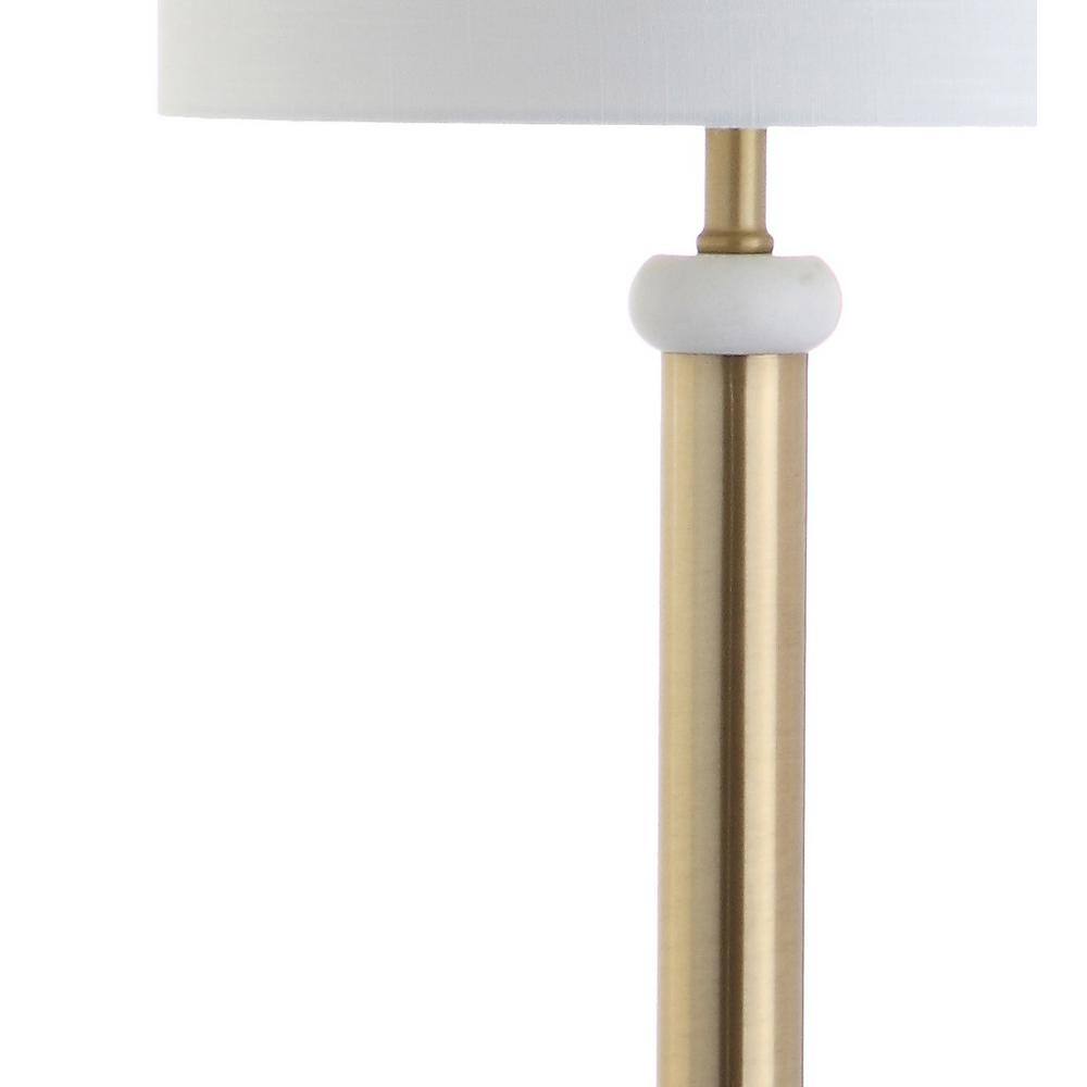 Gregory Antique Gold 60.5" LED Floor Lamp with White Linen Shade