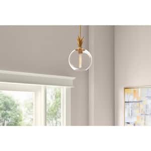 Bendel 60-Watt 1-Light Brushed Gold Shaded Pendant Light with Globe Clear lass Shade, No Bulbs Included