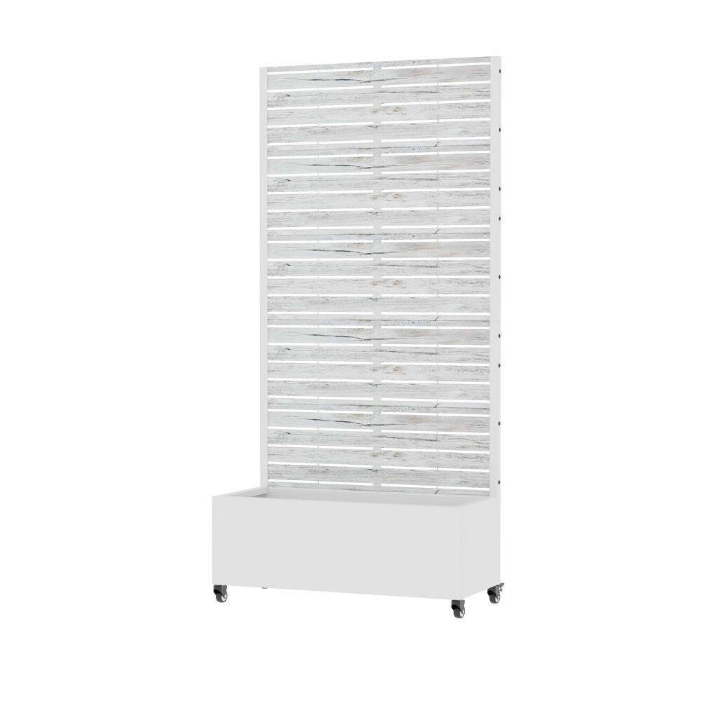 72 in. H x 35 in. W Metal Weathered White Rectangle Pots and Planter Raised Box with Trellis for Vine Climbing Plants price history on PriceWatchPro