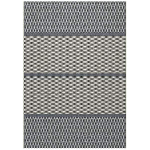 Unbranded Coastal Sands Denim Blue 7 ft. 10 in. x 10 ft. Striped Polypropylene Indoor/Outdoor Area Rug