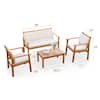 Chillrest 4-Piece Acacia Wood Patio Set - Cream Cushion