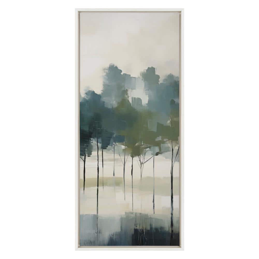 Whispering Trees Abstract Landscape 18x40 White Canvas Print