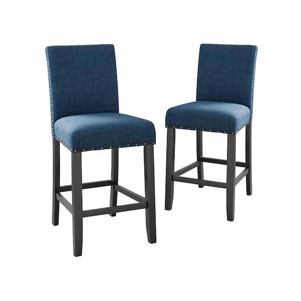 NEW CLASSIC HOME FURNISHINGS New Classic Furniture Crispin 41 in. Marine Blue Wood Counter Chair with Polyester Seat (Set of 2)
