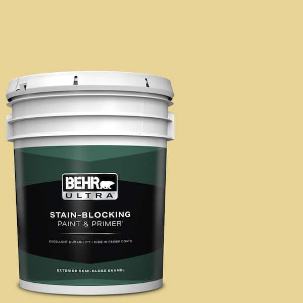 BEHR ULTRA 5 gal. #390D-4 Honey Beige Semi-Gloss Enamel Exterior Paint & Primer