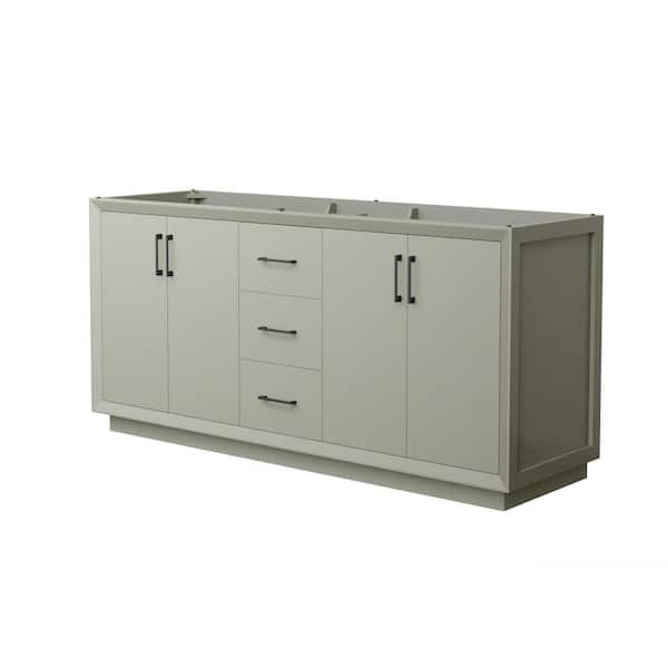 Wyndham Collection Strada 71 in. W x 21.75 in. D x 34.25 in. H Double Bath Vanity Cabinet without Top in Light Green