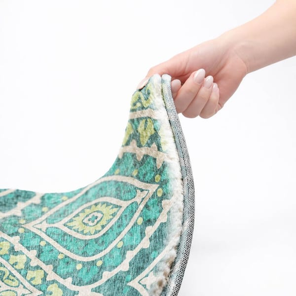 Dream Shag Premium Machine Washable Abstract ADS761 Teal 9 ft. x 12 ft. Area Rug