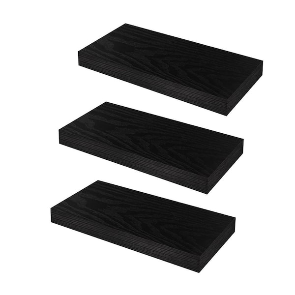 Unbranded 15 in. W x 7.9 in. D Black Floating Shelves Decorative Wall Shelf (Set of 3)