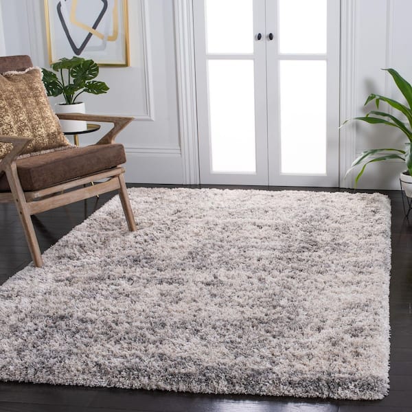 Iceland Shag 7 ft. x 7 ft. Square Ivory/Gray Heathered Abstract Area Rug