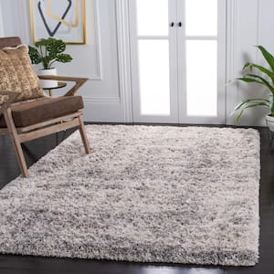 Iceland Shag Ivory/Grey 4 ft. x 6 ft. Solid Color Gradient Area Rug
