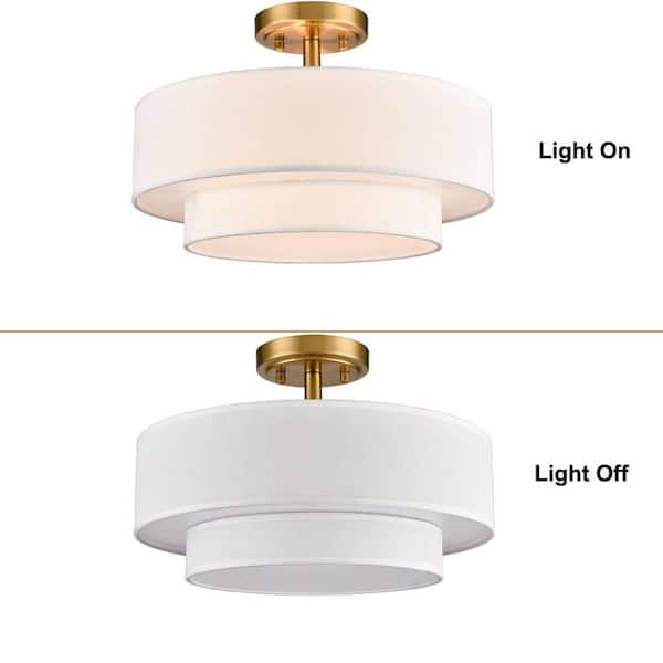 CLAXY 18.11 in. 3-Light Gold Flush Mount with No Glass Shade CLAXY 18.11 in. 3-Light Gold Flush Mount with No Glass Shade