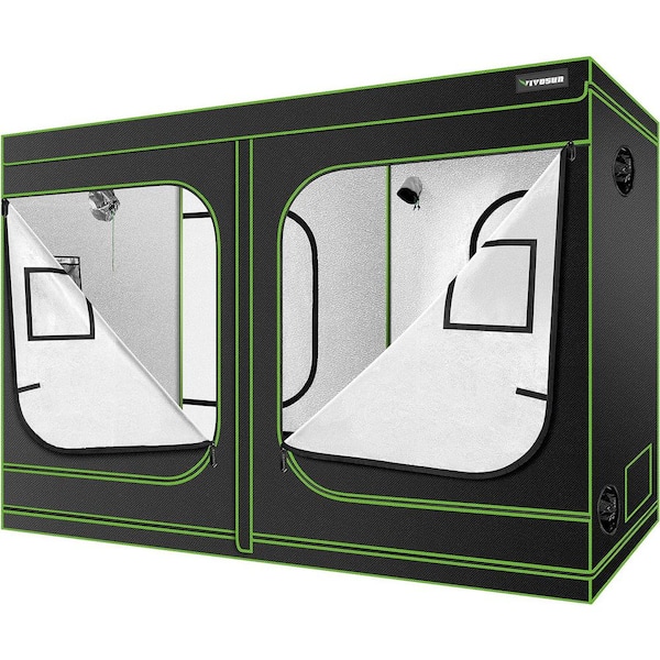VIVOSUN 4 ft. x 8 ft. High Reflective Mylar Grow Tent with Observation Window and Floor Tray for Hydroponics Indoor Plant