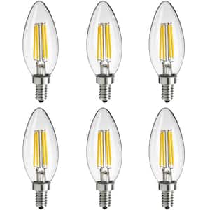 40-Watt Equivalent B11 Dimmable Clear Filament E12 Candelabra Base Chandelier LED Light Bulb in Amber 1800K (6-Pack)