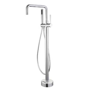 Single-Handle Freestanding Tub Faucet with Handheld Shower Swivel Spout in Chrome