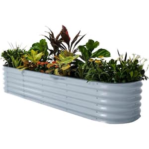 Garden Bed Kits 17 in. Tall 9 in 1 8 ft. x 2 ft. Metal Raised Planter Bed for Vegetables Flowers Ground Box, Sky Blue