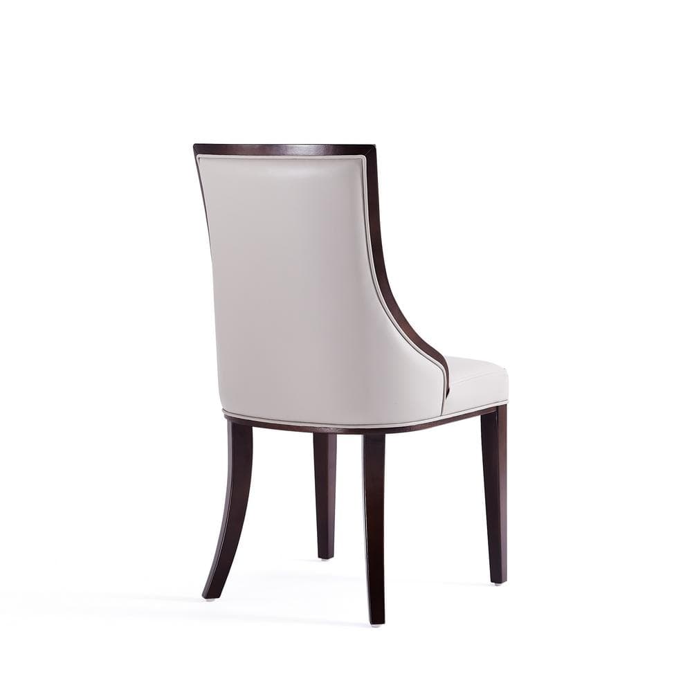Elegant Light Gray Faux Leather Upholstered Side Chair with Wood Frame