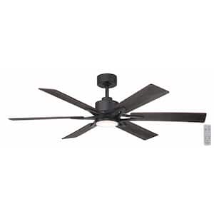 Intervale 56 in. Indoor/Outdoor Matte Black Windmill Ceiling Fan with Adjustable White LED with Remote Included