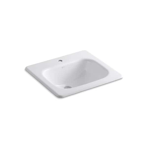 KOHLER Tahoe 21 in. Drop-In Cast-Iron Bathroom Sink in White with Overflow Drain