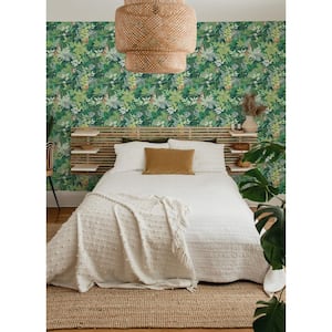 Green Sage Tropical Oasis Peel and Stick Wallpaper Sample