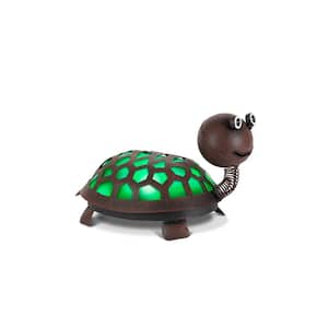 7.46 in. H Solar Green/Bronze Medium Turtle Garden Statue