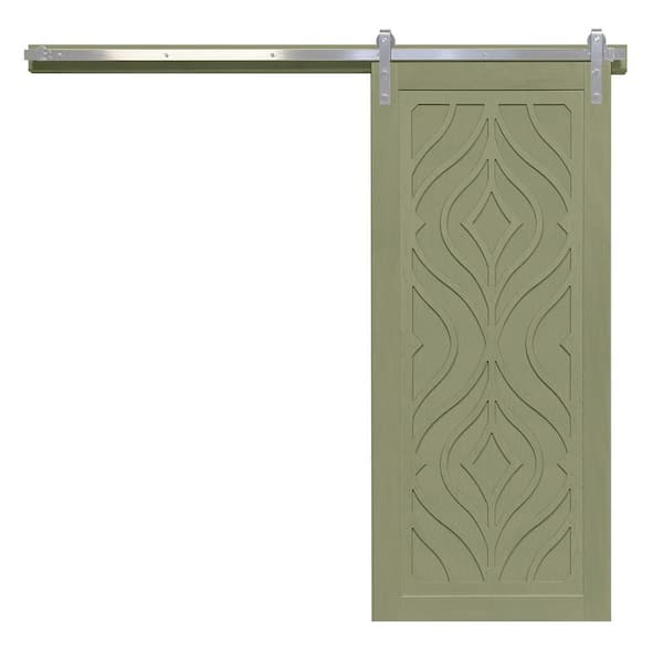 VeryCustom 42 in. x 84 in. Zaftig Sway Rain Tree Wood Sliding Barn Door with Hardware Kit in Stainless Steel