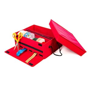 Red Gift Wrap Ribbon Storage Box and Dispenser