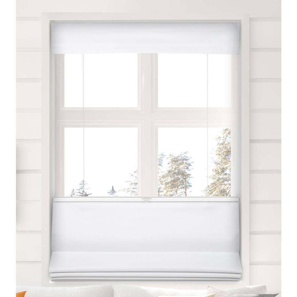 Pure White Cordless Fabric Blackout Roman Shade 28.5" x 60"