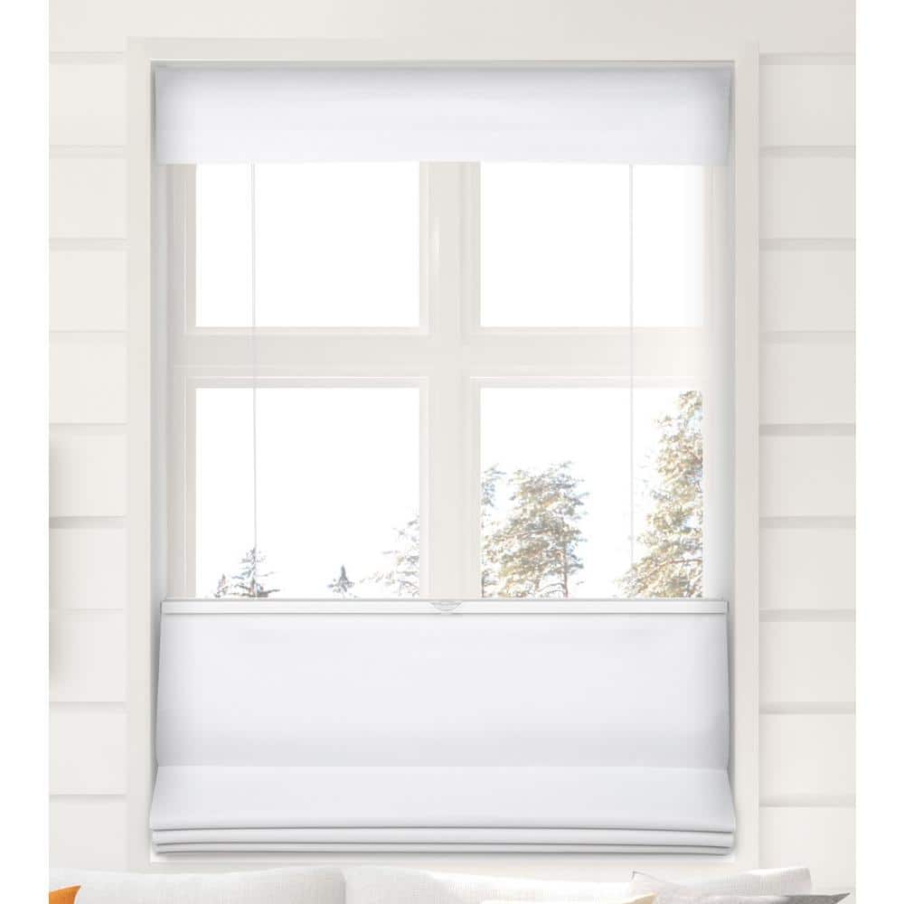 Pure White Cordless Fabric Blackout Roman Shade 31.5"W x 60"H