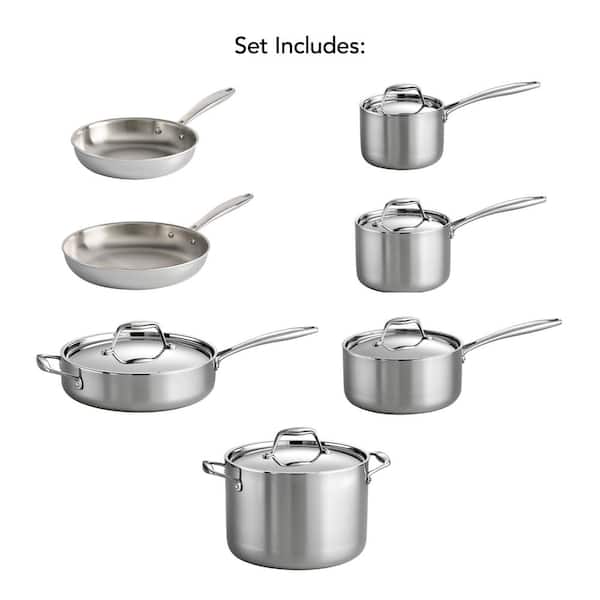 Tramontina Gourmet Tri-Ply Clad 12-Piece Stainless Steel Cookware 