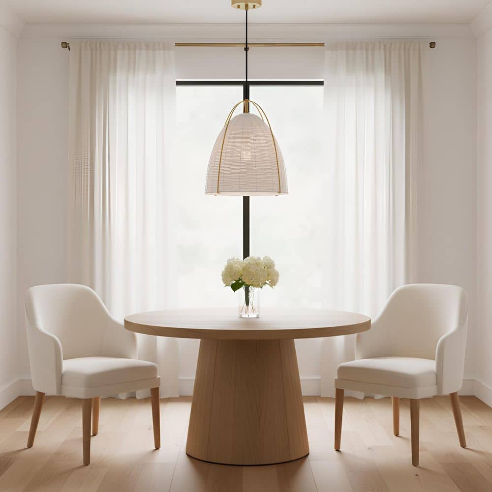 Norman Medium 1-Light Satin Brass Hanging Pendant With Chalk Wicker Shade price history on PriceWatchPro
