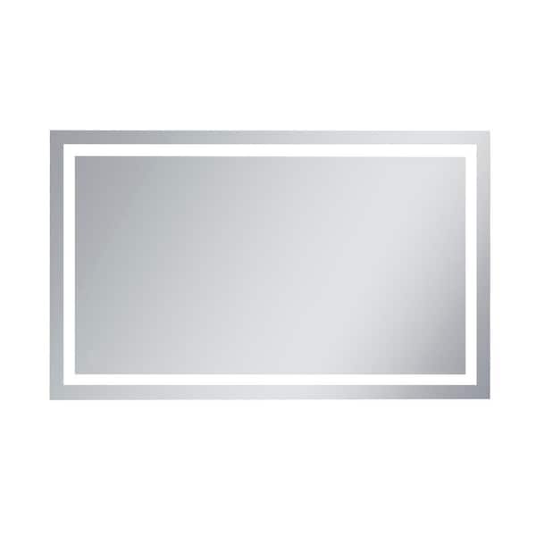 Unbranded Timeless Home 36 in. W x 60 in. H Rectangle Frameless Silver LED Mirror