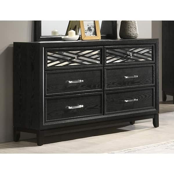 NEW CLASSIC HOME FURNISHINGS New Classic Furniture 58 in. Obsidian Black 6-Drawer Dresser