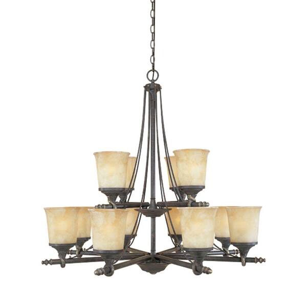 Designers Fountain Austin 12-Light Weathered Saddle Hanging Chandelier