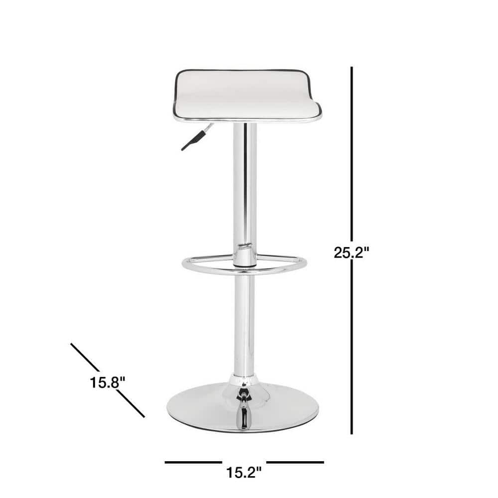 White Faux Leather Adjustable Swivel Bar Stool with Chrome Base